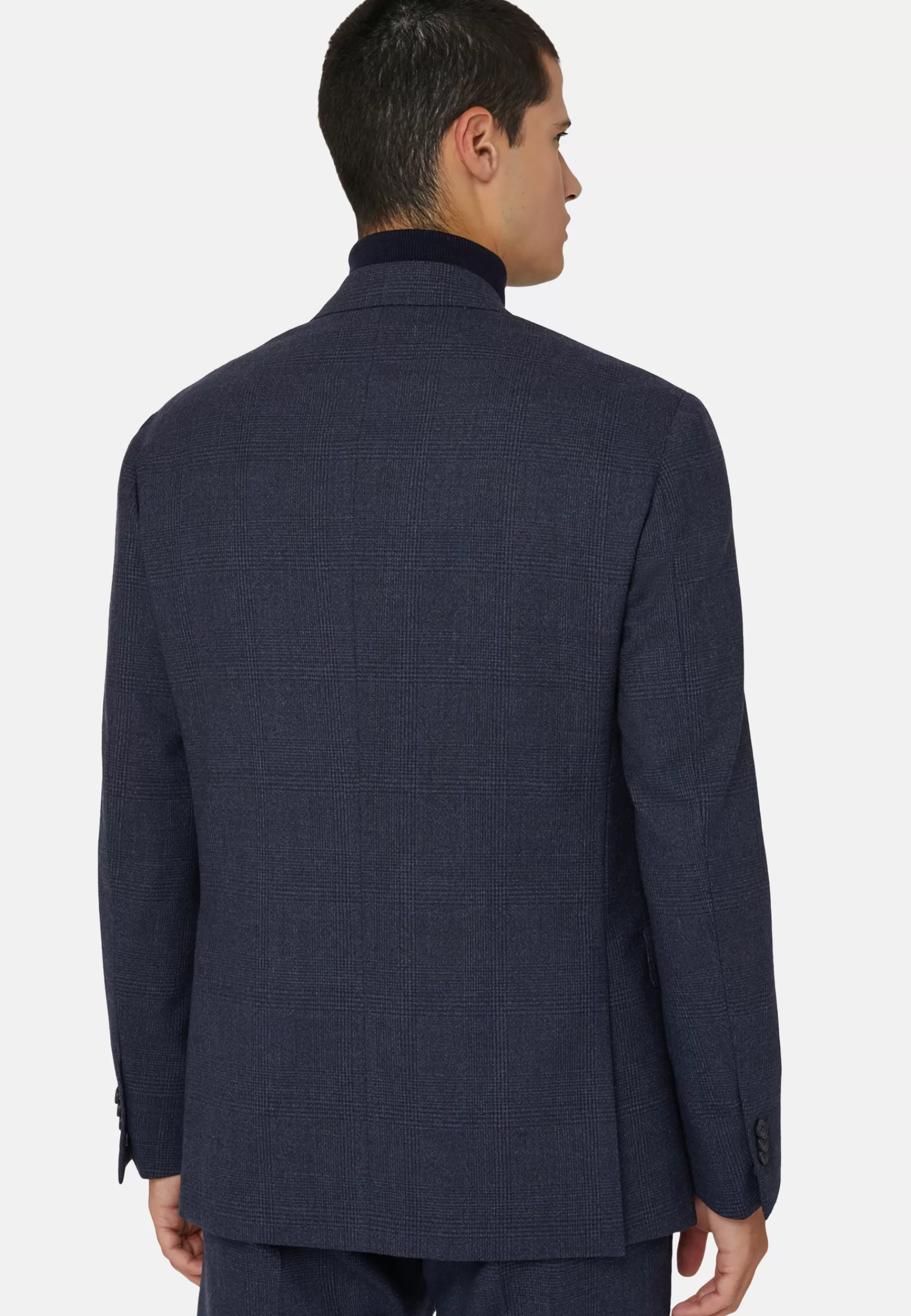 Suits^Boggi Milano Blue Prince of Wales Check Suit In Pure Wool B Travel Navy blue