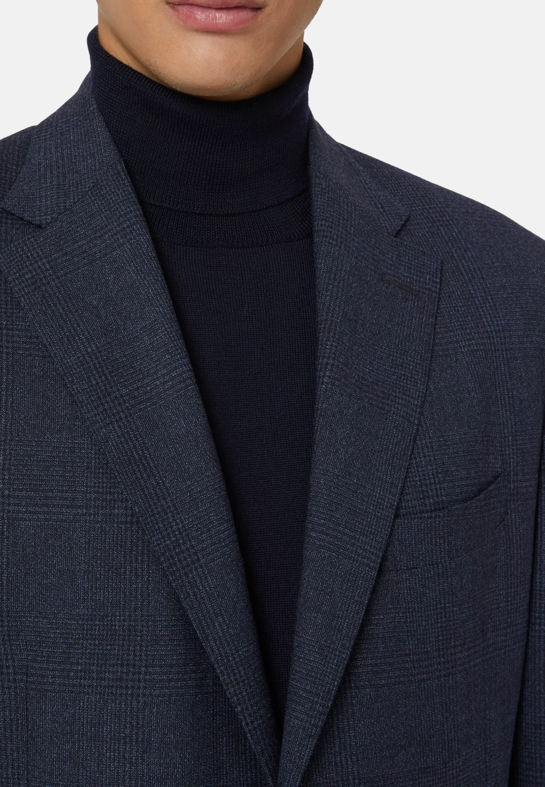 Suits^Boggi Milano Blue Prince of Wales Check Suit In Pure Wool B Travel Navy blue