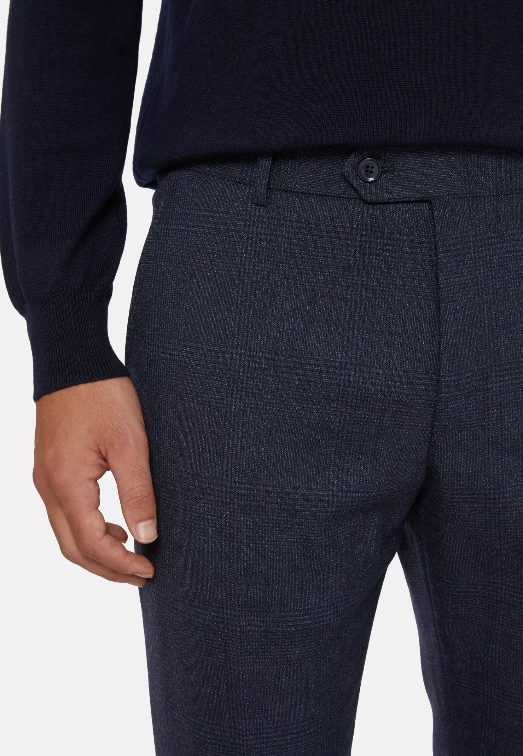 Suits^Boggi Milano Blue Prince of Wales Check Suit In Pure Wool B Travel Navy blue