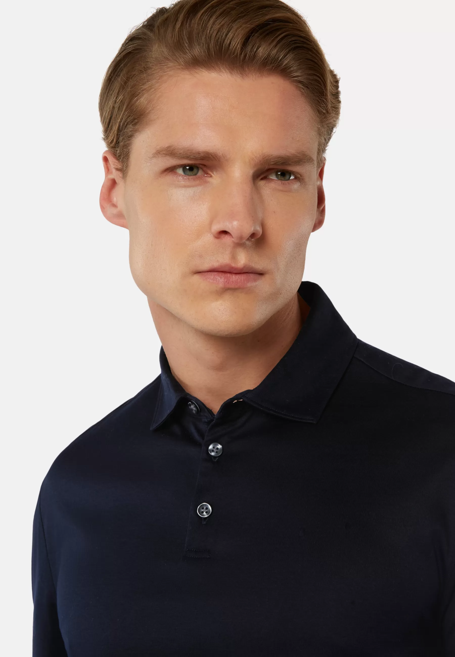 Polo Shirts and T-shirts | Must-Have^Boggi Milano Long Sleeved Regular Fit Polo Shirt In Pima Cotton Jersey Navy blue