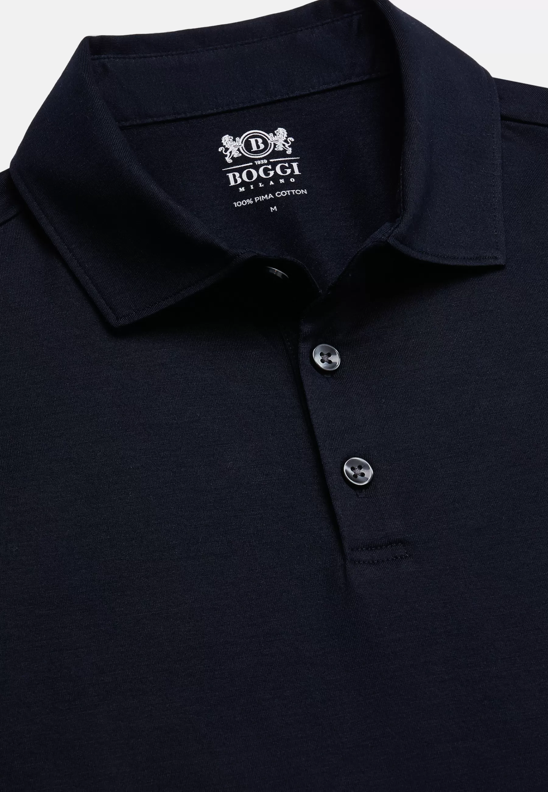 Polo Shirts and T-shirts | Must-Have^Boggi Milano Long Sleeved Regular Fit Polo Shirt In Pima Cotton Jersey Navy blue