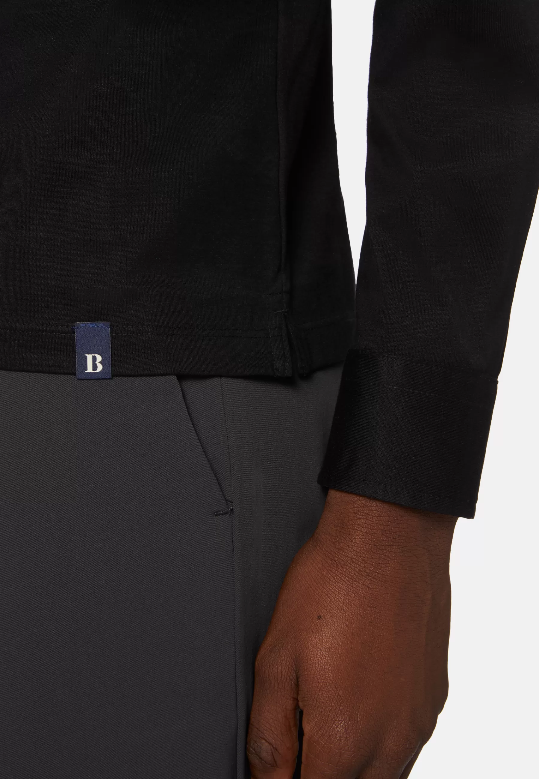 Polo Shirts and T-shirts | Must-Have^Boggi Milano Long Sleeved Regular Fit Polo Shirt In Pima Cotton Jersey Black