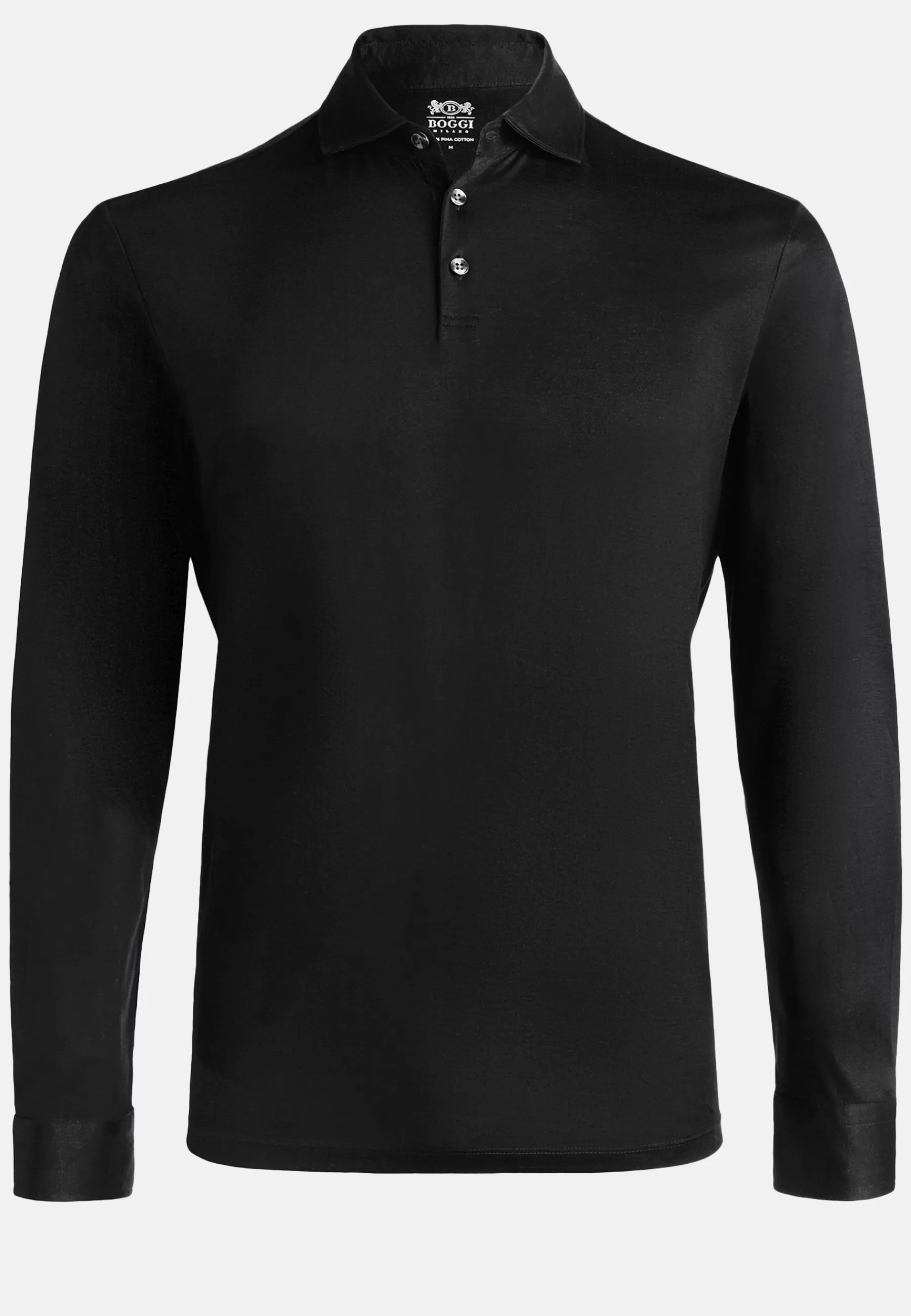 Polo Shirts and T-shirts | Must-Have^Boggi Milano Long Sleeved Regular Fit Polo Shirt In Pima Cotton Jersey Black