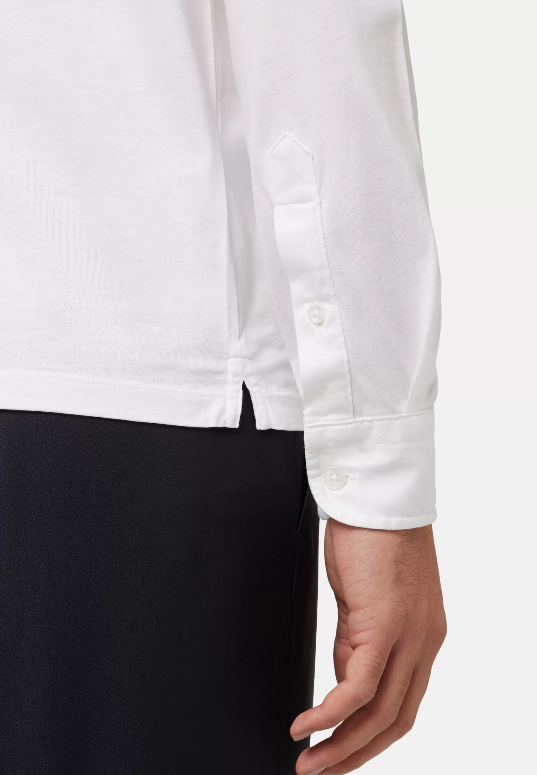 Polo Shirts and T-shirts | Must-Have^Boggi Milano Long Sleeved Regular Fit Polo Shirt In Pima Cotton Jersey White