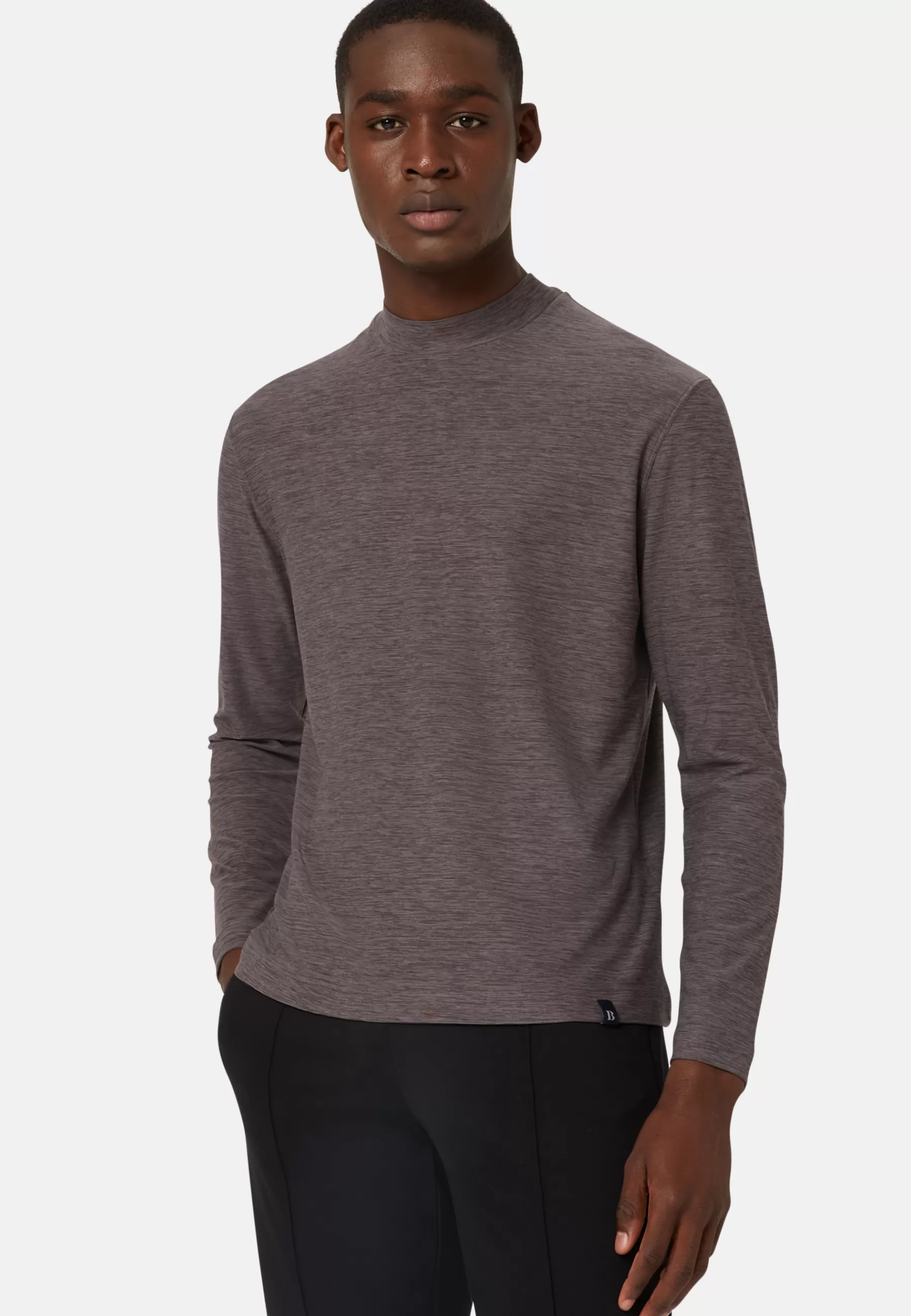 T-Shirts^Boggi Milano Long-Sleeved Turtle-neck T-Shirt in Technical Fabric Charcoal
