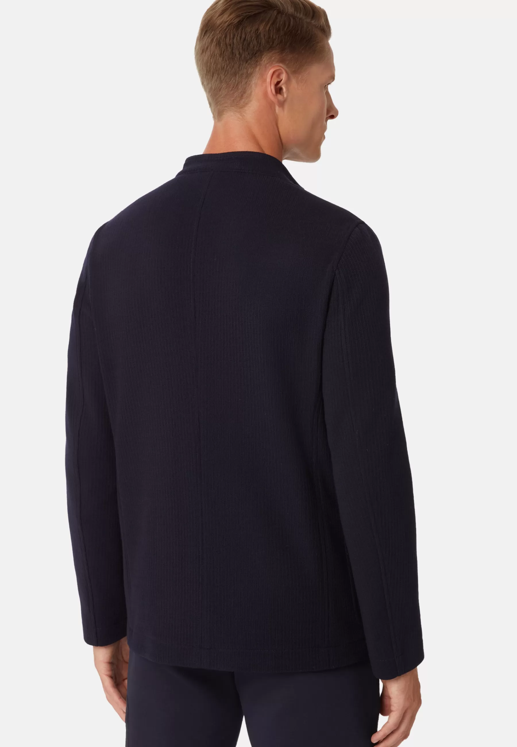 Blazers^Boggi Milano Bridge Jacket in B Jersey Wool and Cotton Navy blue