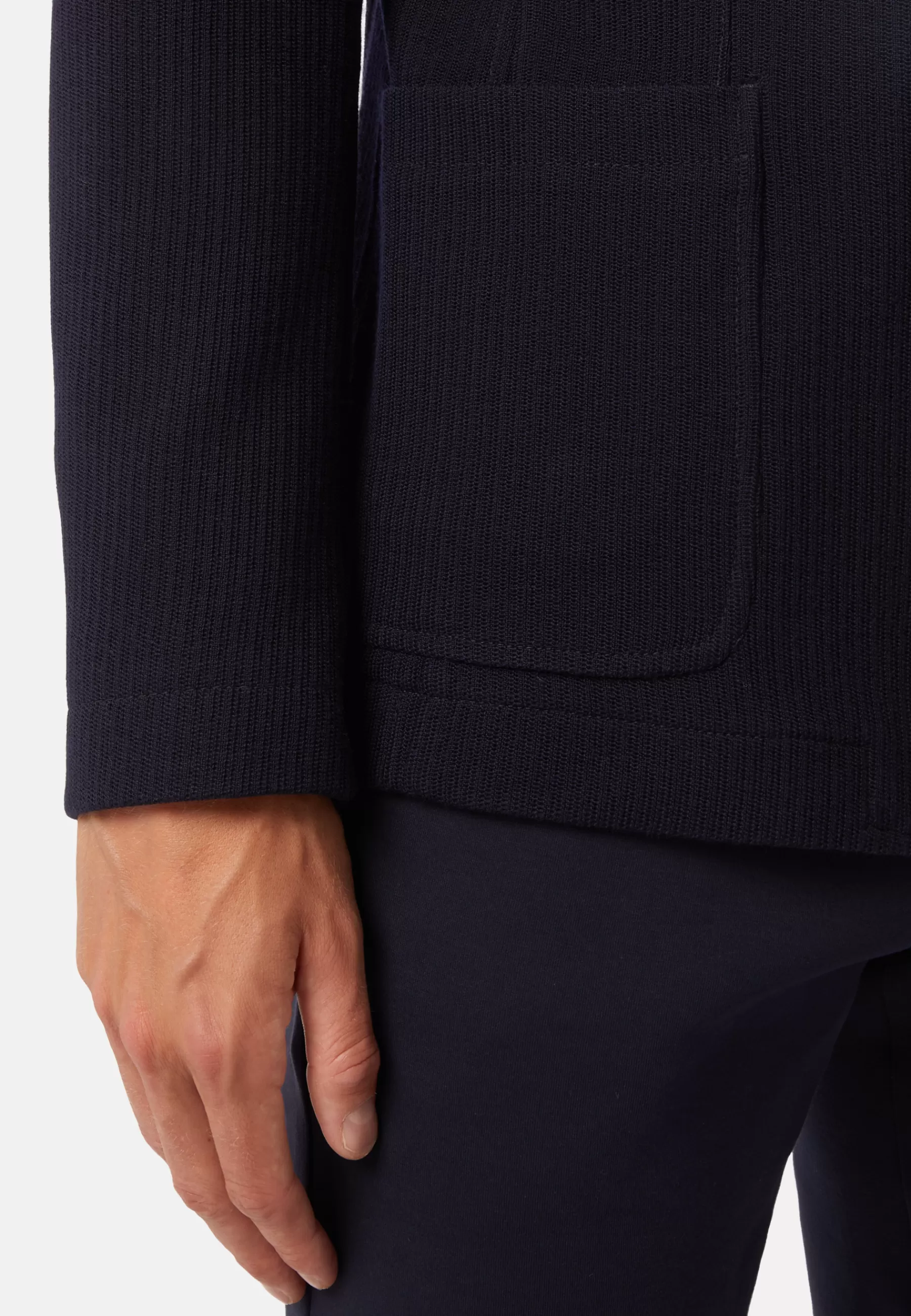 Blazers^Boggi Milano Bridge Jacket in B Jersey Wool and Cotton Navy blue