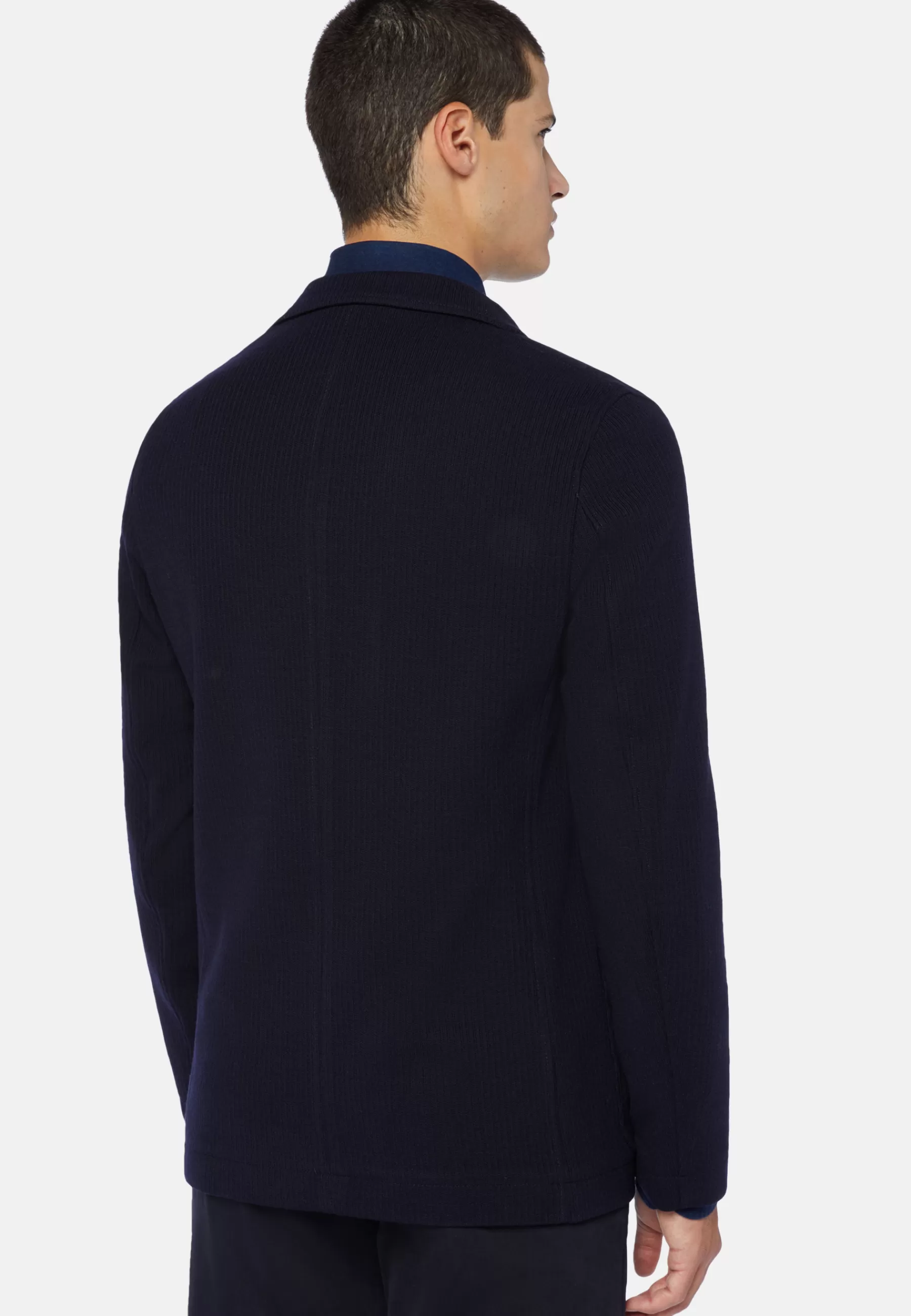 Blazers^Boggi Milano Bridge Jacket in B Jersey Wool and Cotton Navy blue