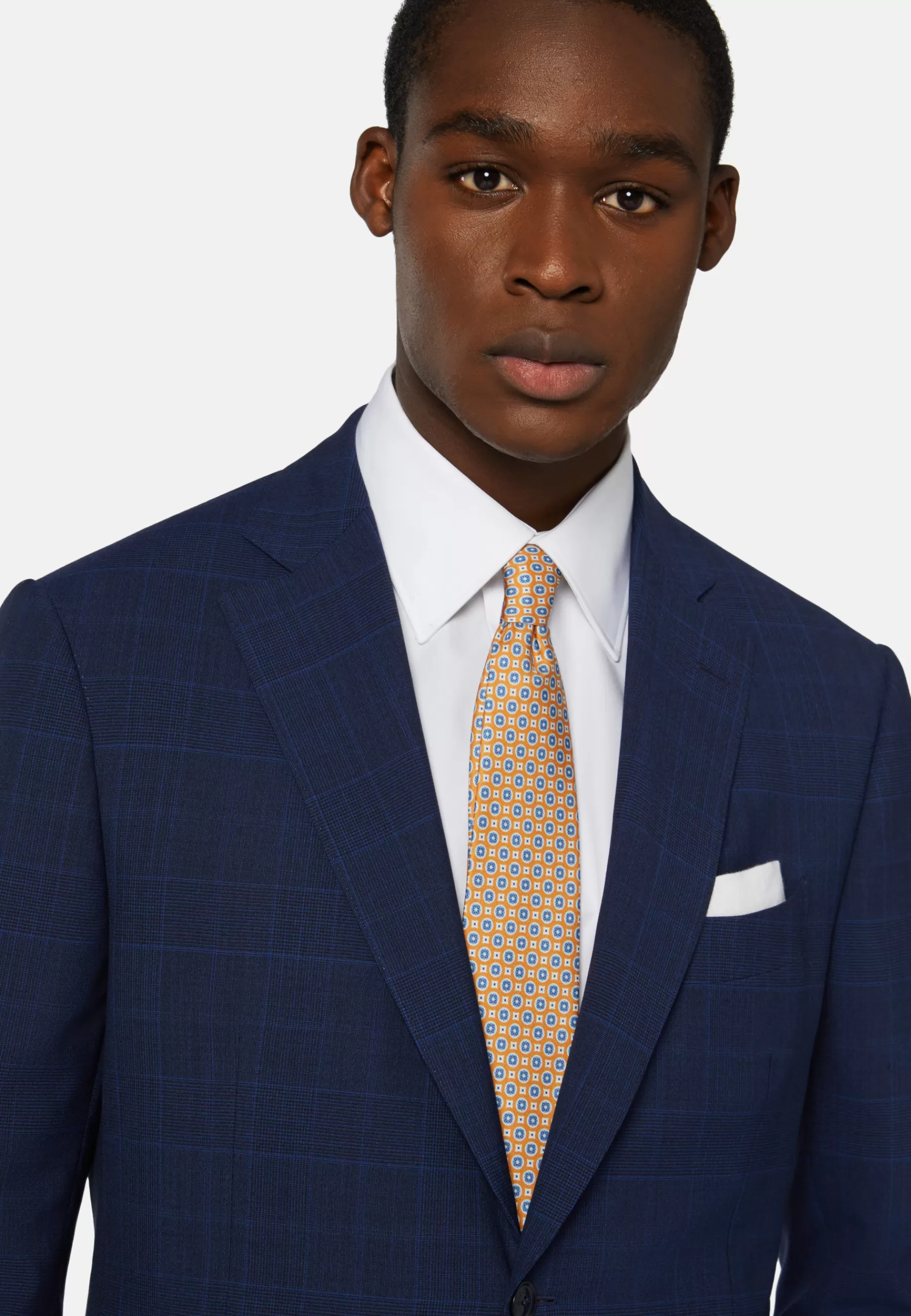 Suits^Boggi Milano Prince of Wales Check Suit In Super 130 Wool Navy blue