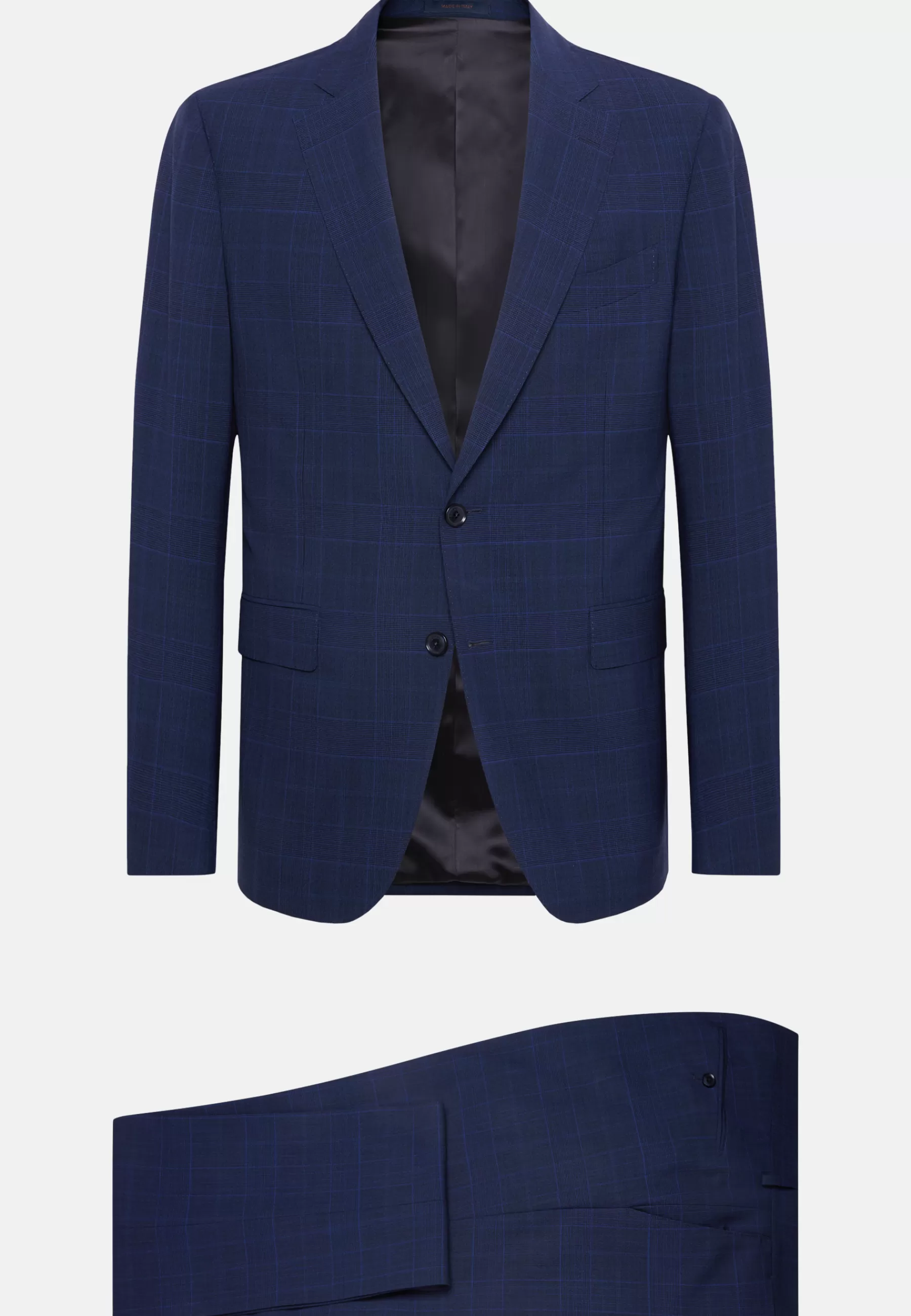 Suits^Boggi Milano Prince of Wales Check Suit In Super 130 Wool Navy blue