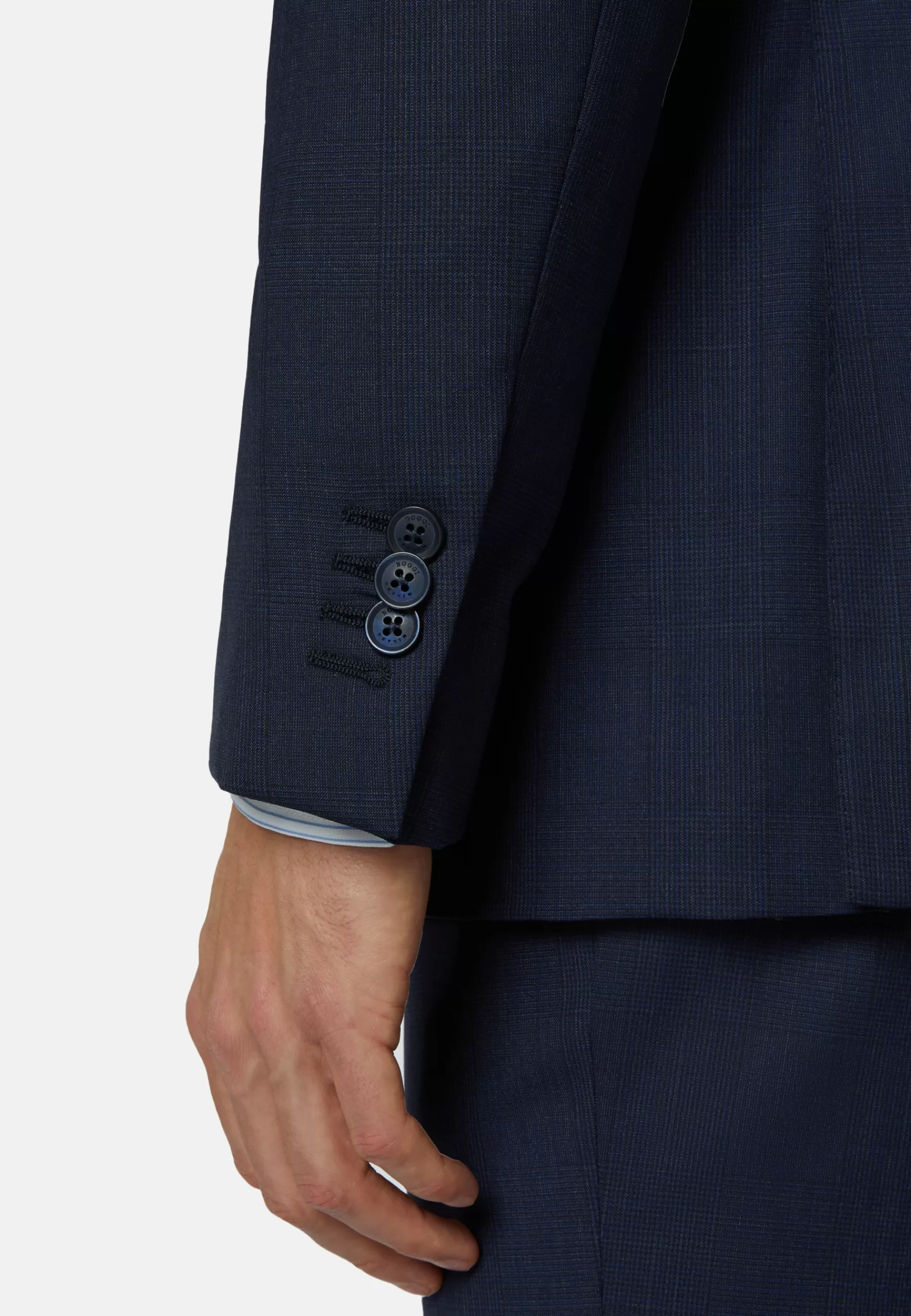 Suits^Boggi Milano Navy Prince of Wales Check Suit in Super 130 Wool Navy blue