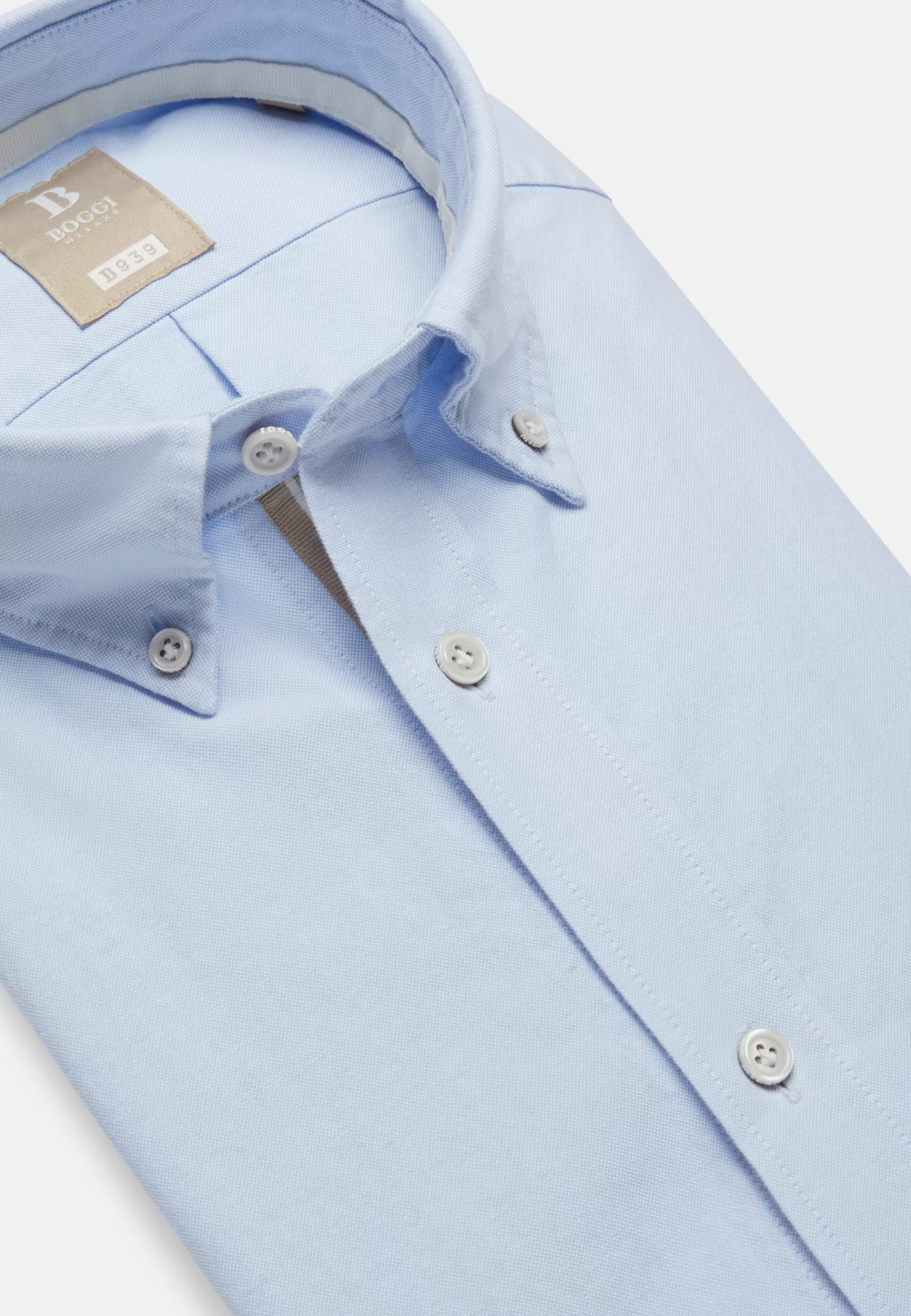 Casual Shirts^Boggi Milano Sky Blue Shirt In Organic Oxford Cotton, Regular Light Blue